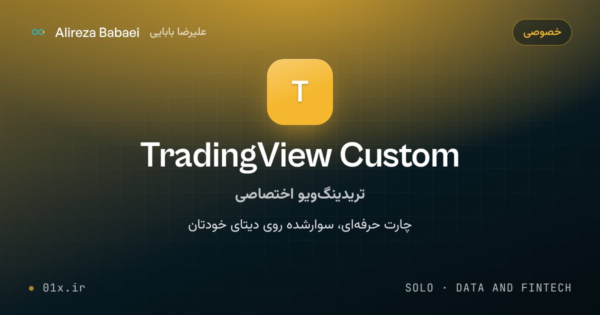 کاور پروژهٔ تریدینگ‌ویو اختصاصی (TradingView Custom)، اثر علیرضا بابایی: چارت حرفه‌ای، سوارشده روی دیتای خودتان